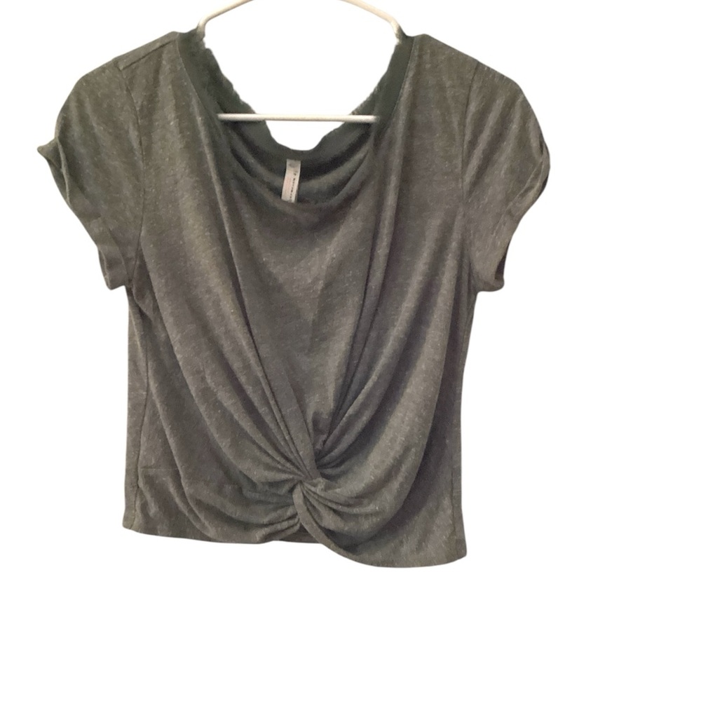 Free People Movement/We The Free Women's Twist Front Top Raw Hem Neck Sm - Gray